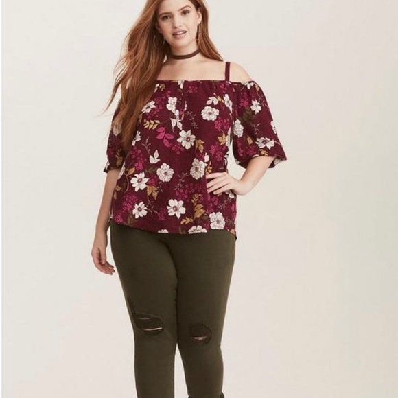 Torrid Challis Cold Shoulder Top Sz L - Picture 1 of 11